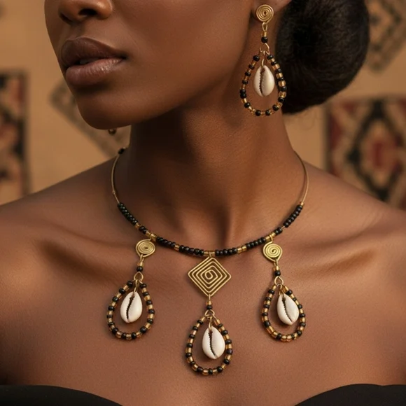 Gold and Black Teardrop Earrings - Picture 3 of 4